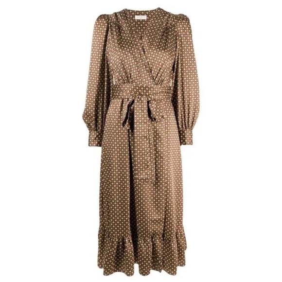 Sandro Paris silky Floral-Print Wrap-Front Midi Dress - Picture 1 of 10